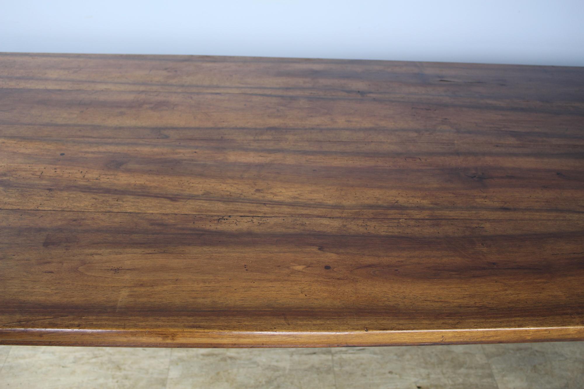 Wide Antique Walnut Dining Table, Two Drawers 3