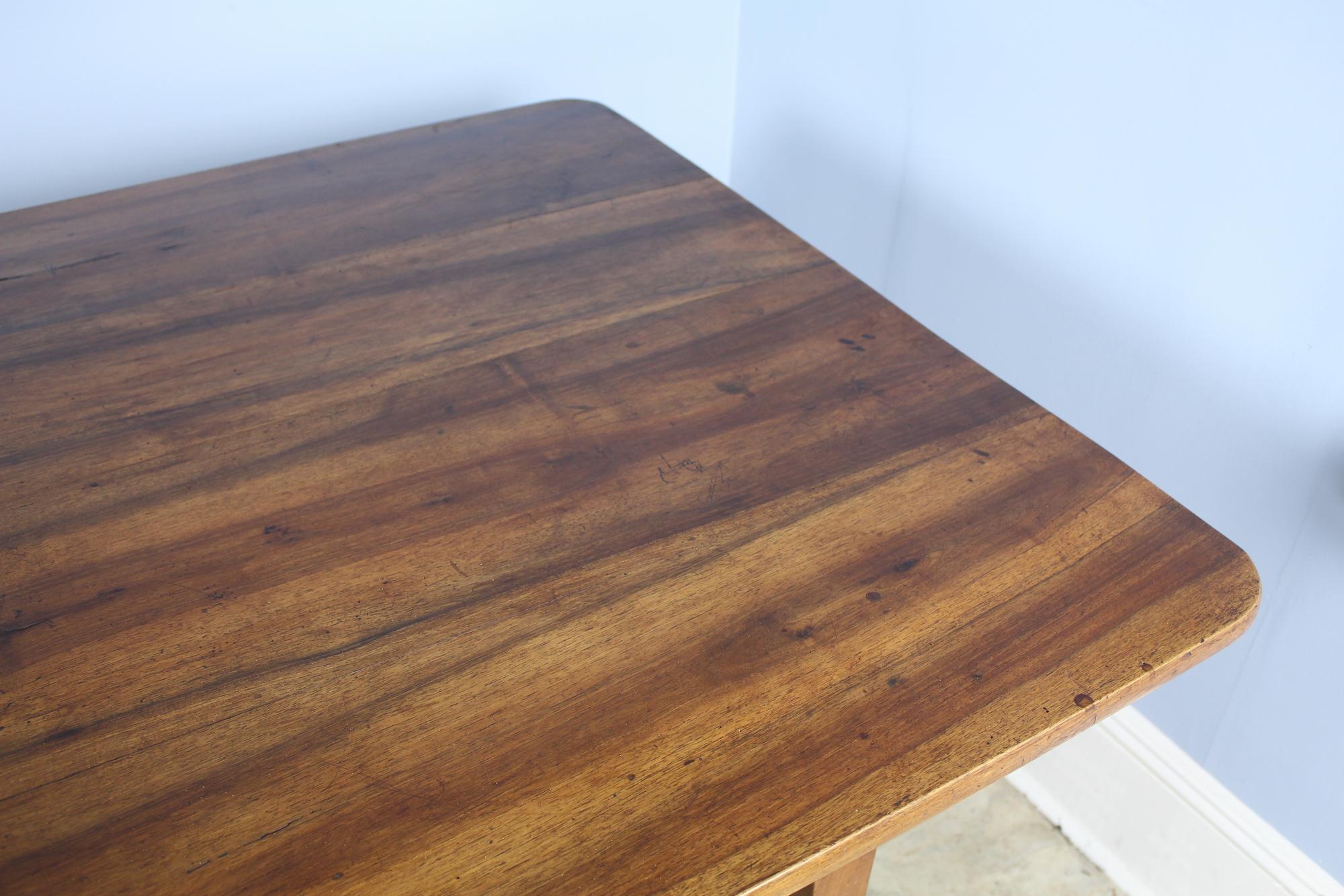 Wide Antique Walnut Dining Table, Two Drawers 4