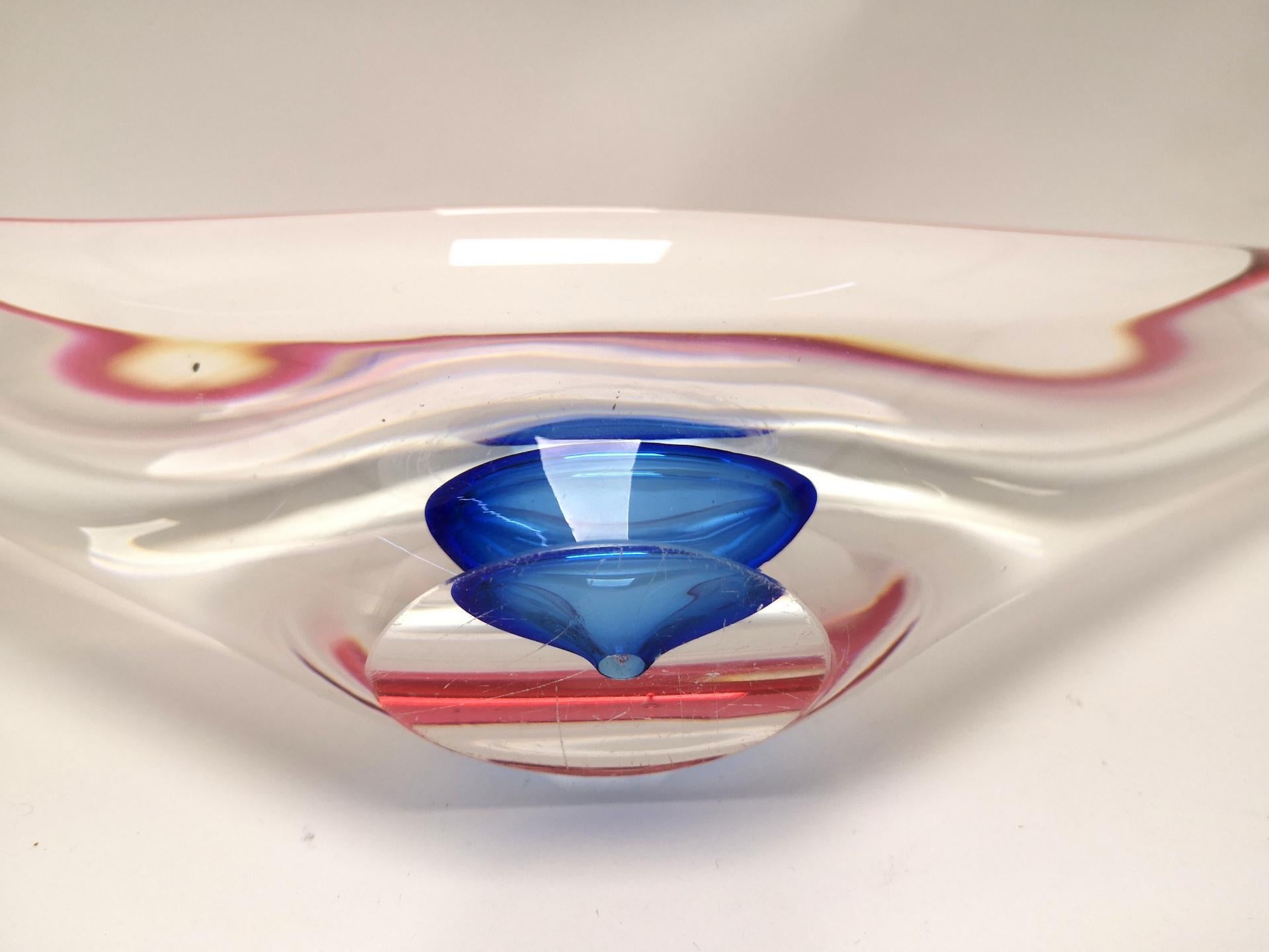 Wide Art Glass Mid-Century Bowl, 1970s 2