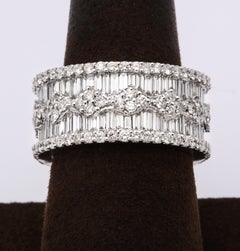 Wide Baguette and Round Diamond Band