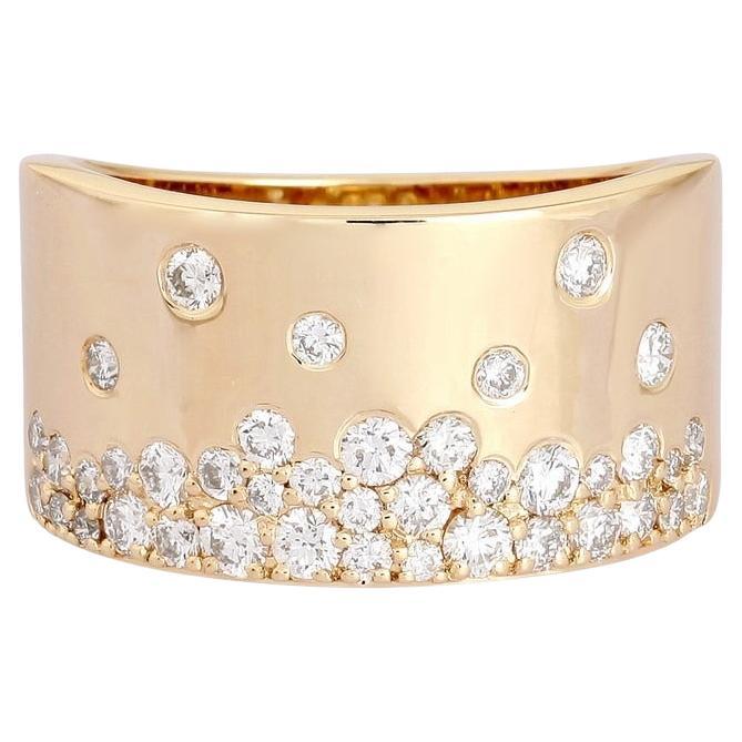 in vendita:  Anello a fascia larga in oro giallo 14K (o 18k su richiesta) con diamanti sparsi