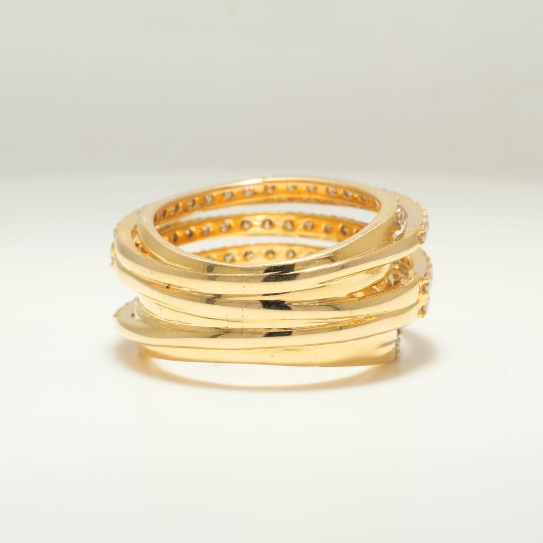 Bague à large anneau en or massif 14 carats (certifiée) en vente 2