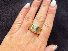 Wide Band Diamond Ring with Cutout Shoulders in 18k Yellow Gold