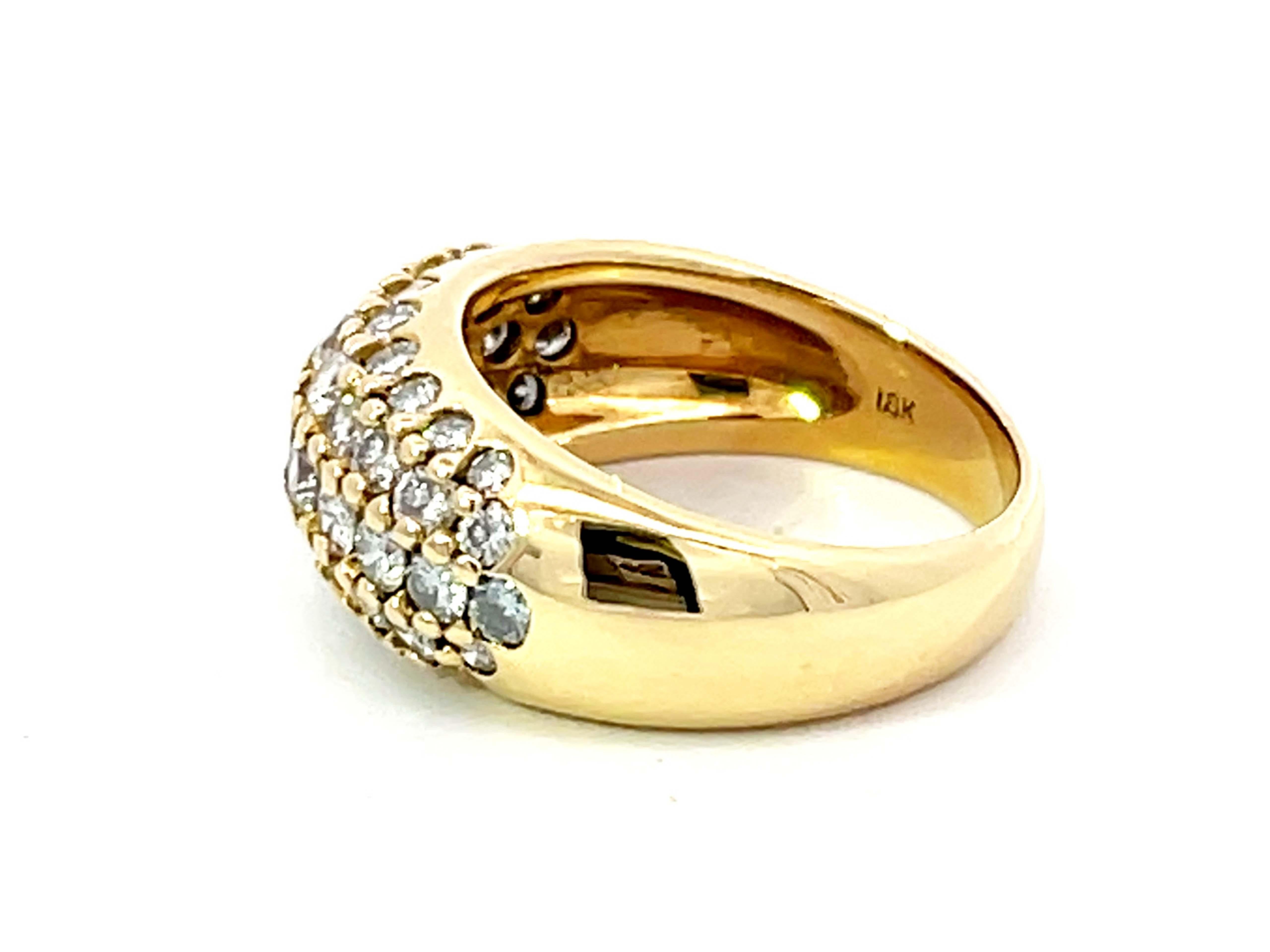 Breiter Band-Diamantring mit ausgeschnittenen Schultern aus 18k Gelbgold für Damen oder Herren