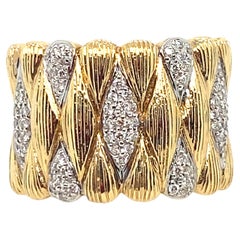 Wide Band Gold Fashion Ring with Diamonds