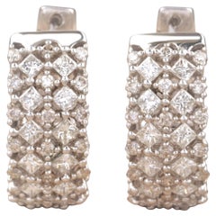 Boucles d'oreilles en or massif 14k à large bande et diamant (certifié)