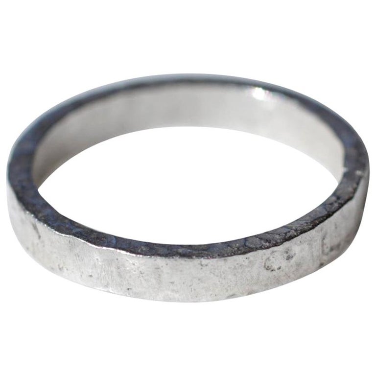 Wide Band Platinum Wedding Ring Stackable Modern Design for Man or Woman Unisex For Sale
