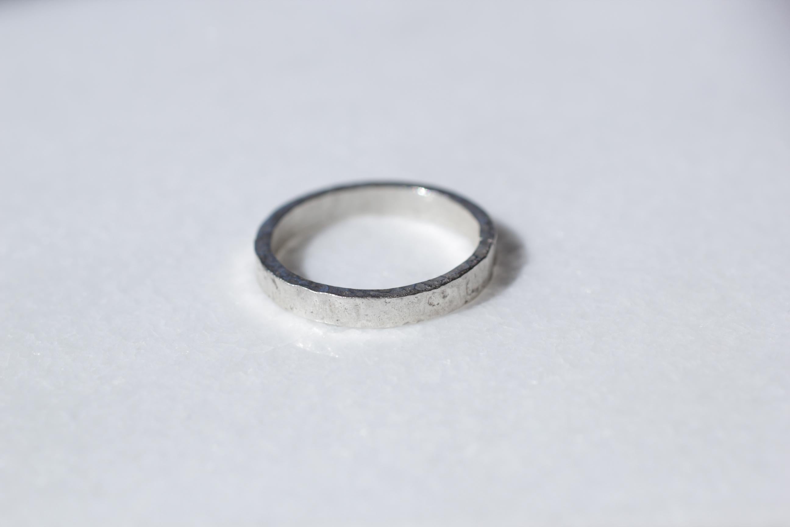 Simplicity Wide Band contemporary unisex design by AB Jewelry.
For sale here is a hand finished wedding band ring in sterling silver. Created for a man or a woman. 

Process: This striking ring is first hand forged in 21k gold, then cast in various