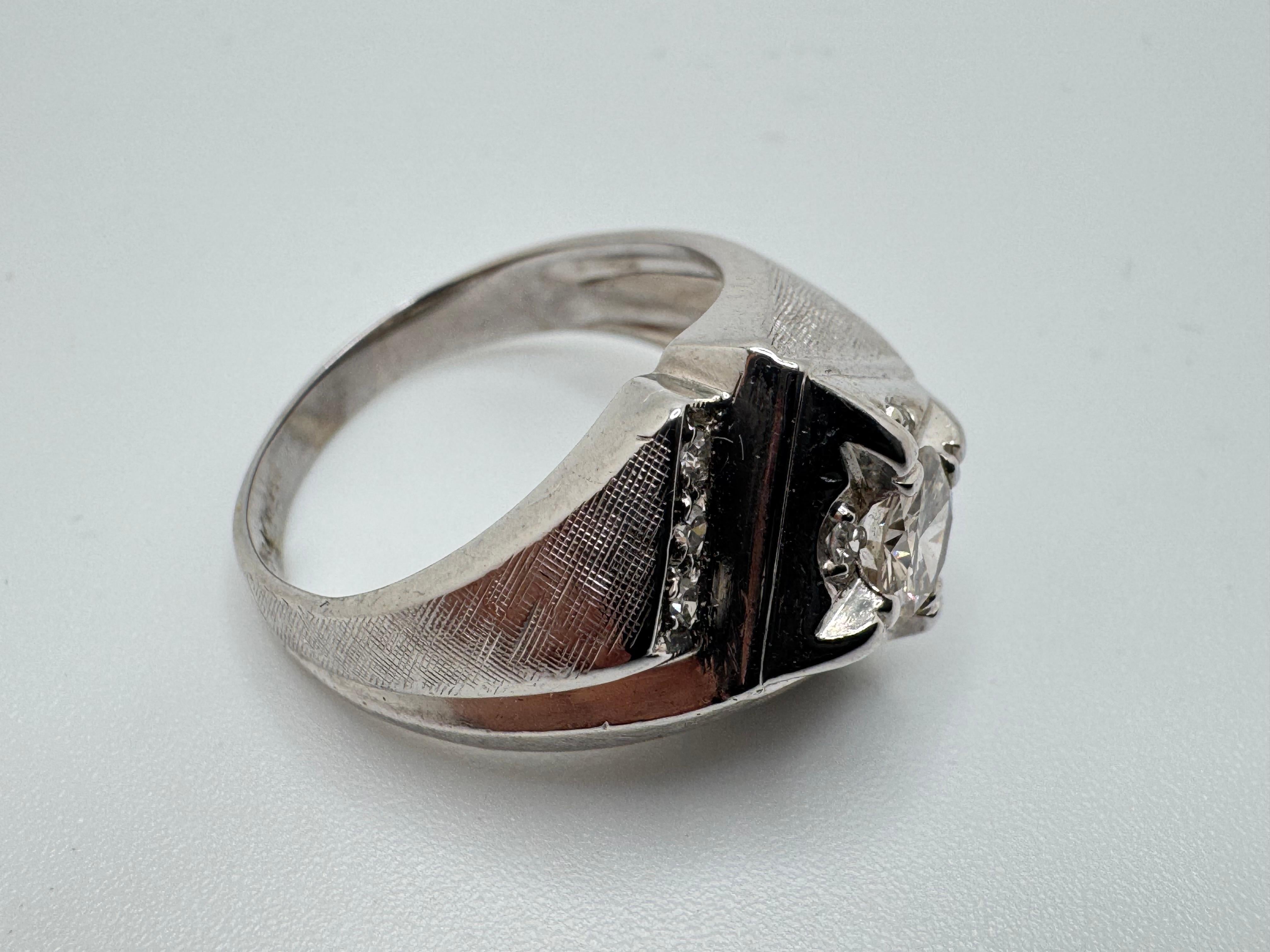 Femenino o masculino Anillo oro blanco diamante banda ancha en venta
