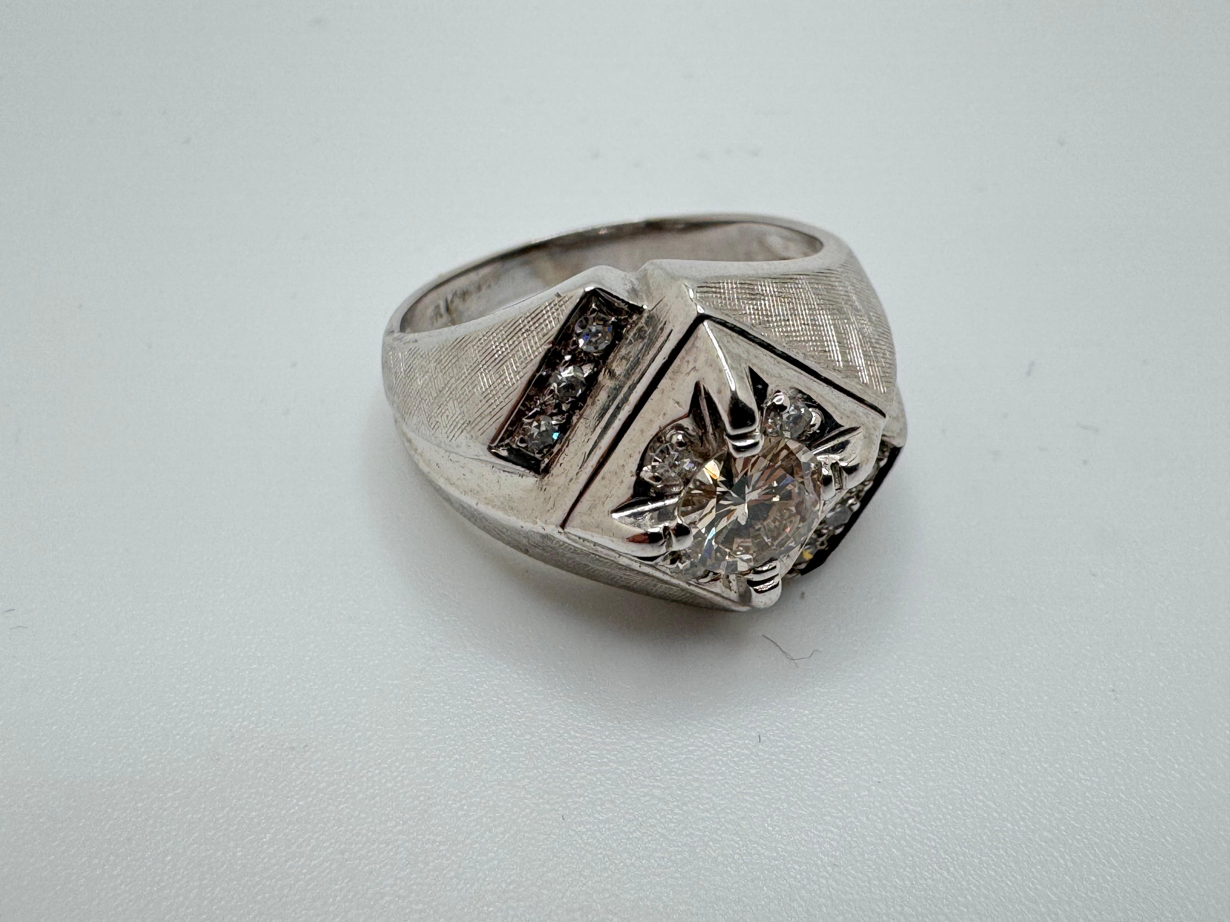 Anillo oro blanco diamante banda ancha en venta 1