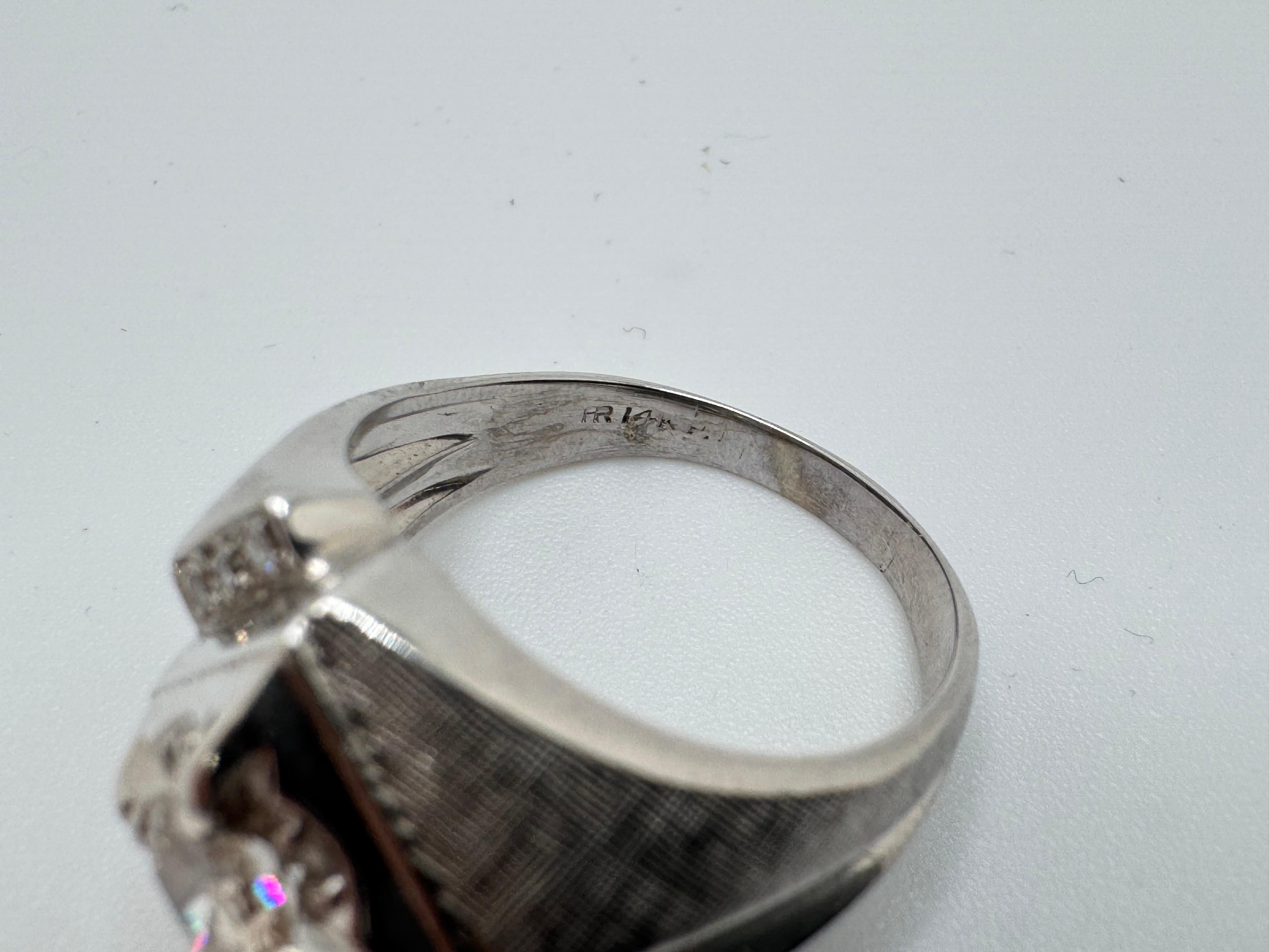 Anillo oro blanco diamante banda ancha en venta 3