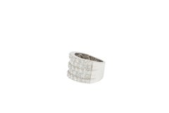 Wide Band with 2 Rows of Princess and 3 Rows of Round Cut Diamonds in White Gold