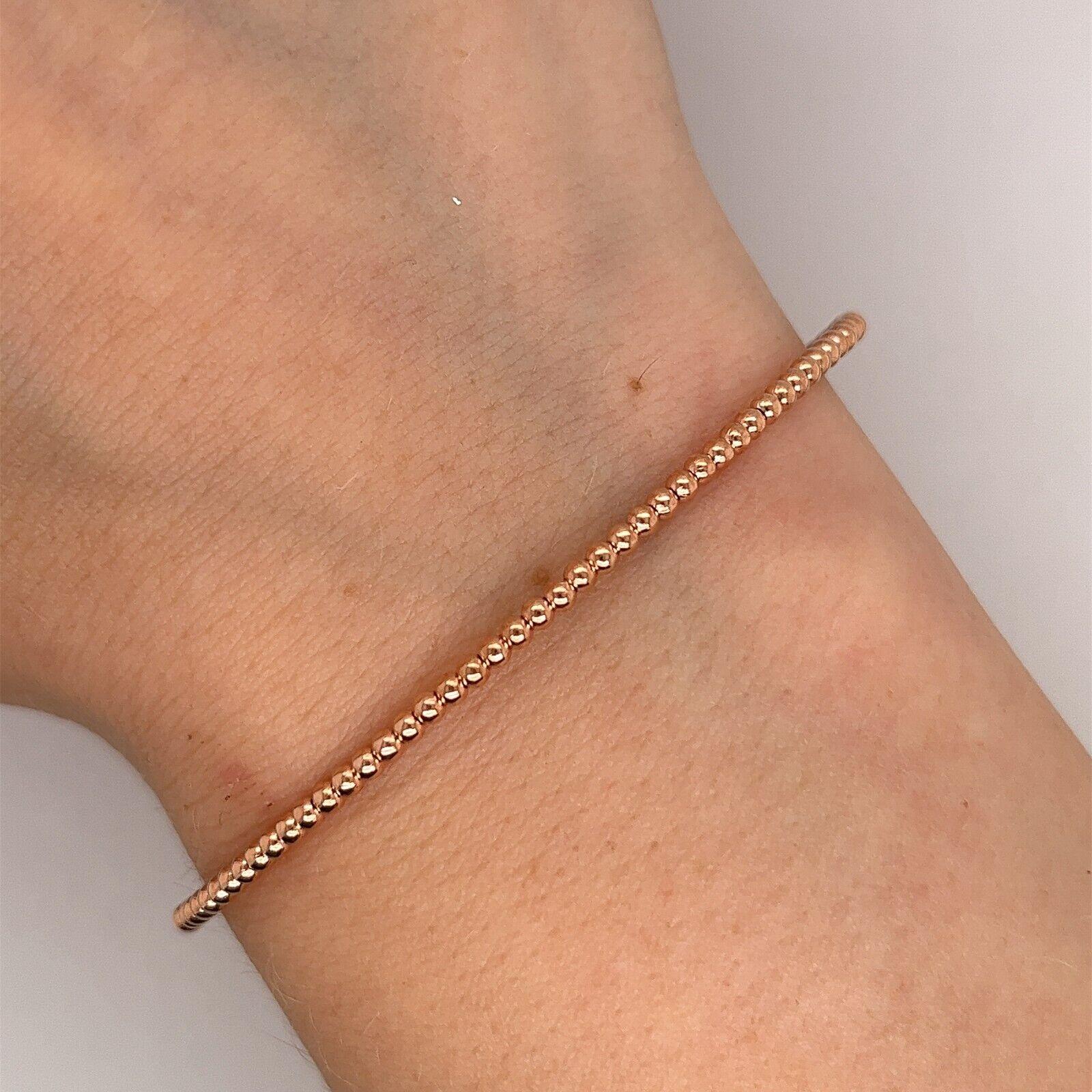 Wide Bead Oval Gold Bangle with Trigger Catch Fitting in 14ct Rose Gold In New Condition For Sale In London, GB