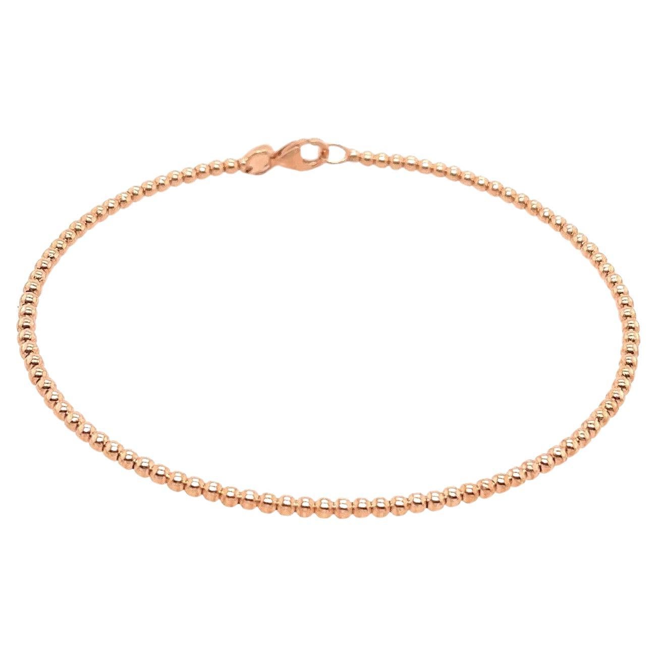 Wide Bead Oval Gold Bangle with Trigger Catch Fitting in 14ct Rose Gold For Sale