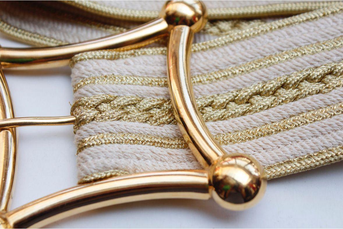 Beige Wide Belt Composed of Passementerie and Lurex For Sale