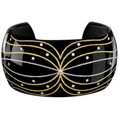 Wide Black Cuff Bracelet by Zoltan David