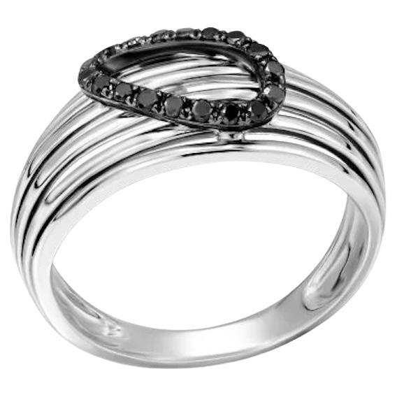 Wide Black Diamond White Gold 18K Ring For Her