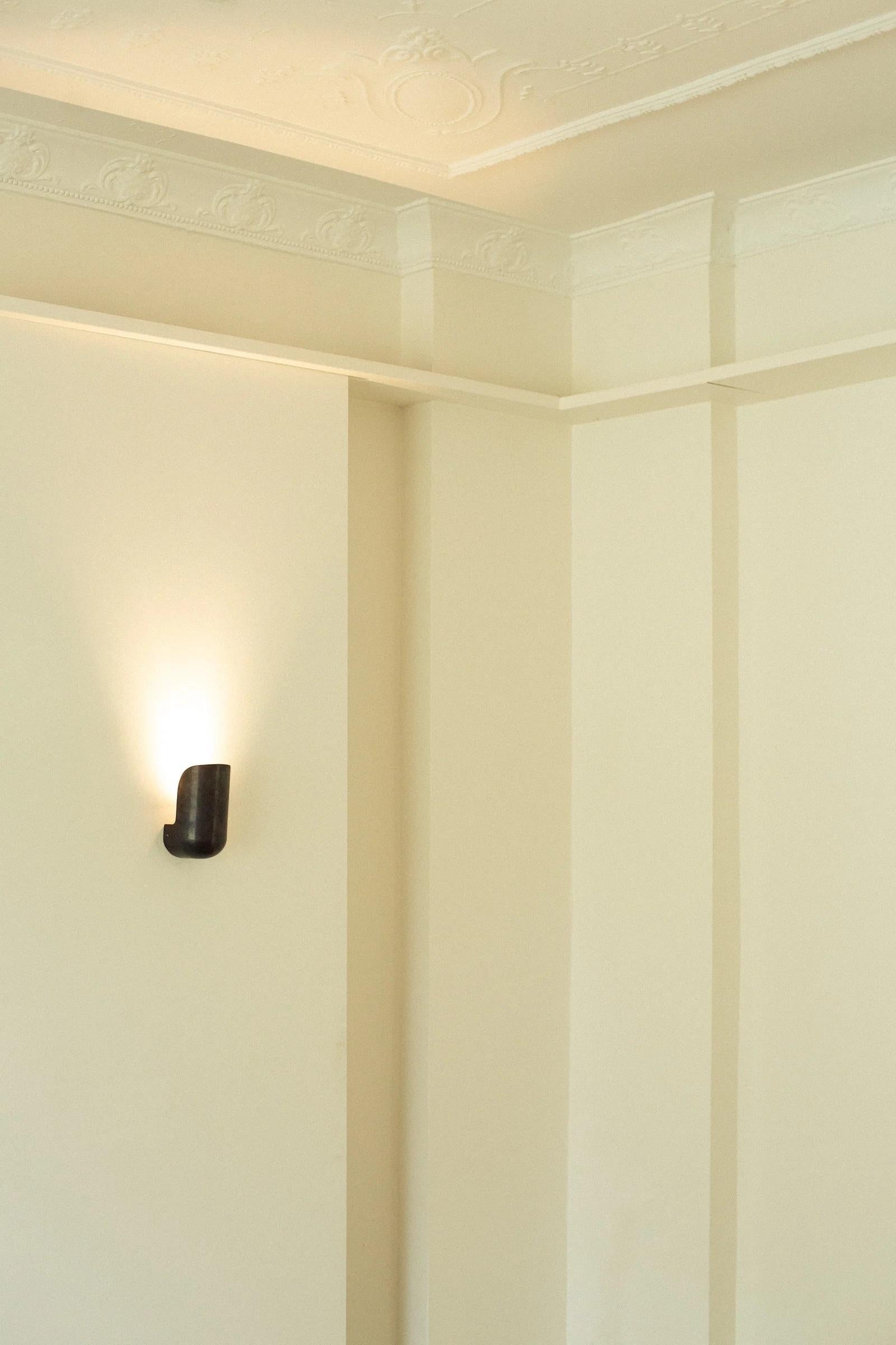Australian Contemporary Wide Blackened Elbow Wall Light by Henry Wilson For Sale