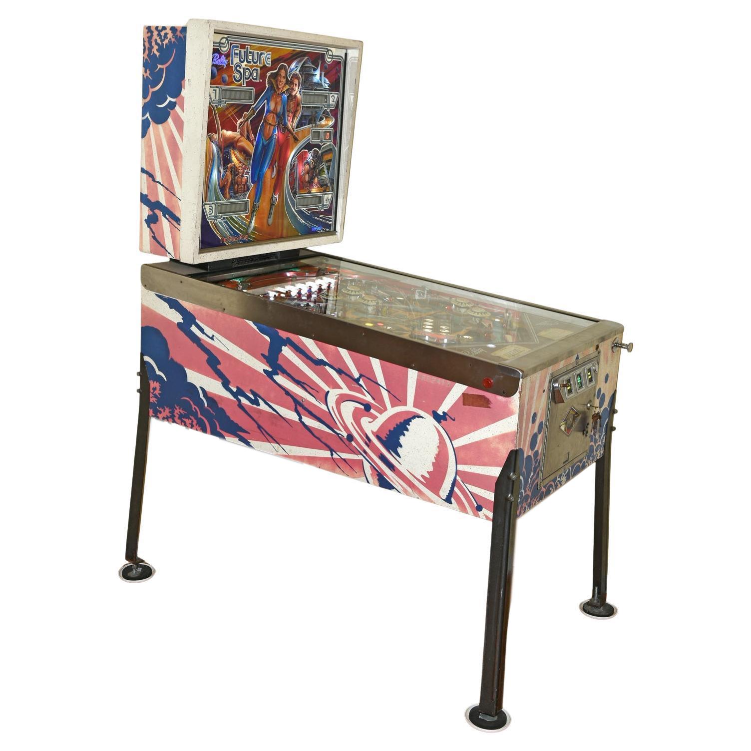 Serviced and fully working 1979 Future Spa pinball machine.  Backglass-Art by Paul Faris, Playfield-Art by Dave Christensen.  

-- Everything is in working order
-- Backglass in excellent condition
-- Cabinet has age appropriate fading
-- Playfield