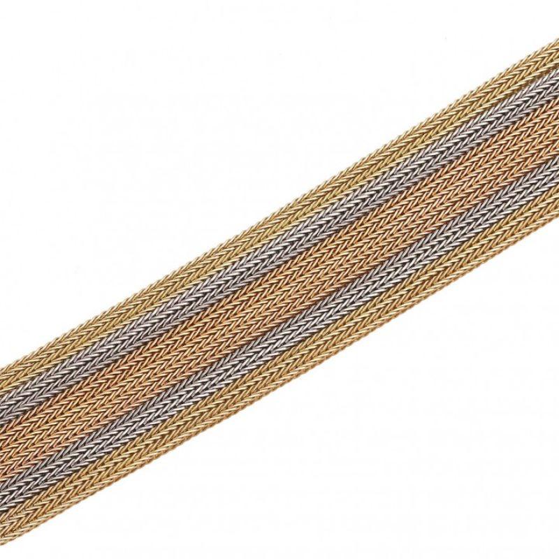 Wide Bracelet, Made of 12-Light Fox Tail Chains GG/WG 18k Made with ...