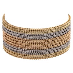 Wide Bracelet, Made of 12-Light Fox Tail Chains GG/WG 18k Made with Locks