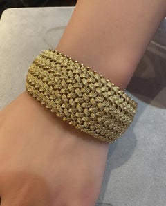 Wide Braided Italian 18k Yellow Gold Bracelet by G. Marchisio