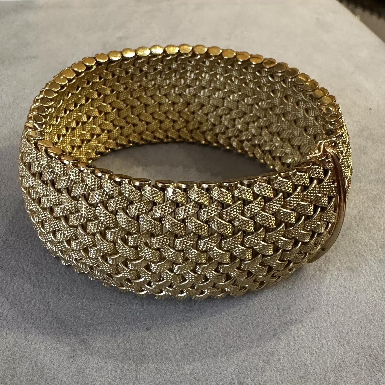 Wide Braided Italian 18k Yellow Gold Bracelet by G. Marchisio 1