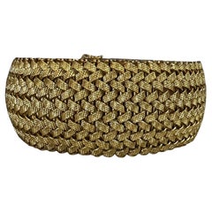 Wide Braided Italian 18k Yellow Gold Bracelet by G. Marchisio