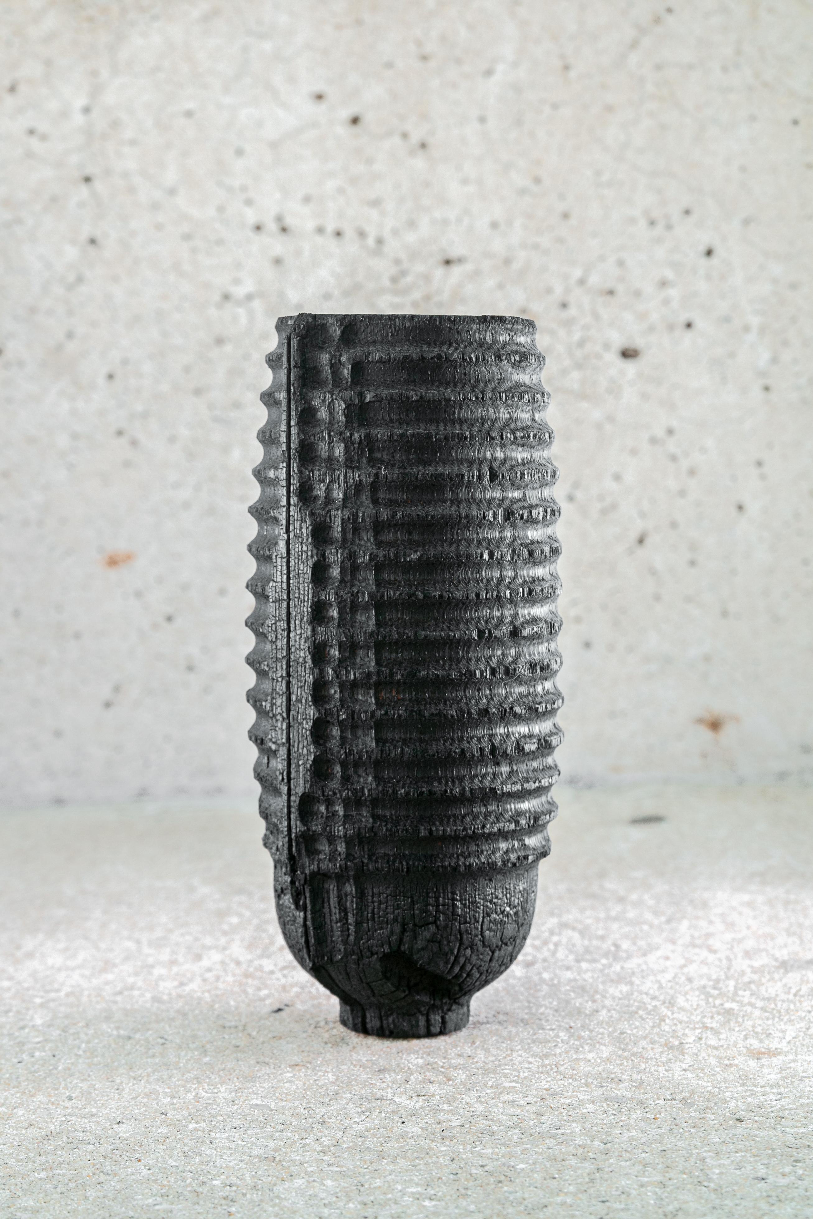 Vaso largo in faggio bruciato di Daniel Elkayam
Unico nel suo genere
Dimensioni: D. 15 x L. 15 x H. 20 cm
Materiali: Wood Wood

Daniel Elkayam - Designer 
Art-designer e fotografo nato a Gerusalemme e residente a Tel-Aviv. Opera nel campo