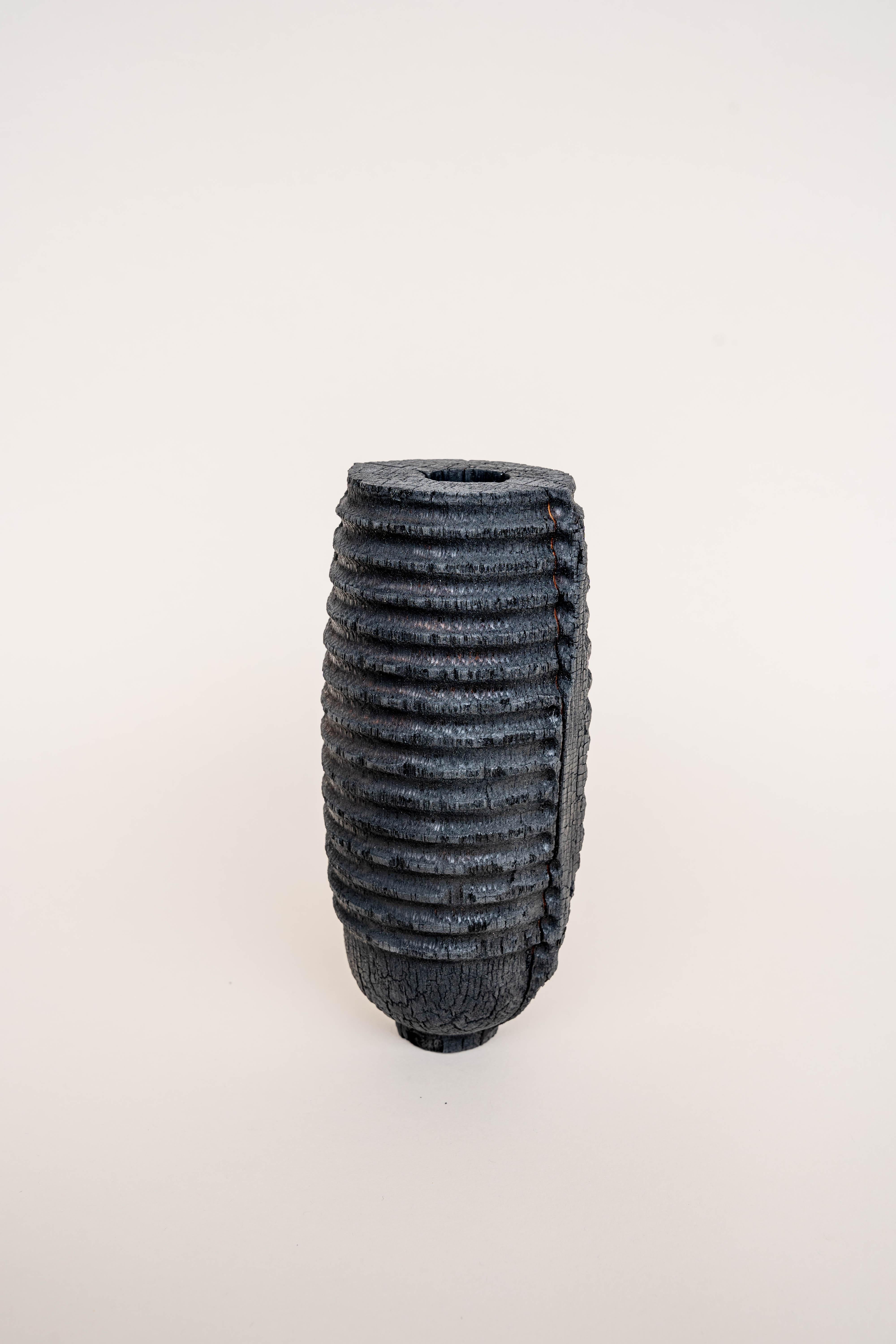 Israeli Wide Burnt Beech Vase by Daniel Elkayam For Sale