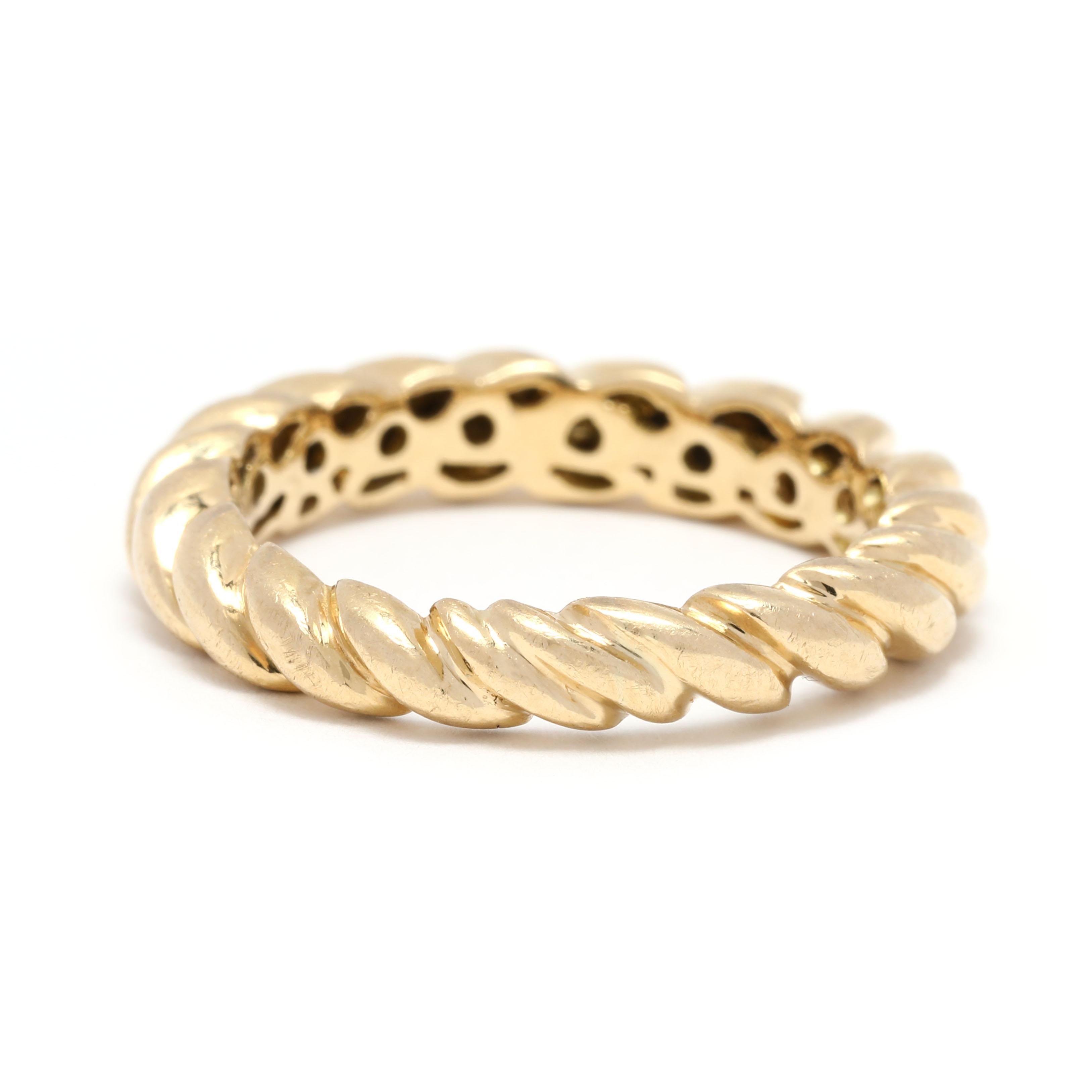 Breiter Kabel-Twist-Hochzeitsring, 18K Gelbgold, Ring, einfacher Seil-Stapel im Zustand „Gut“ im Angebot in McLeansville, NC