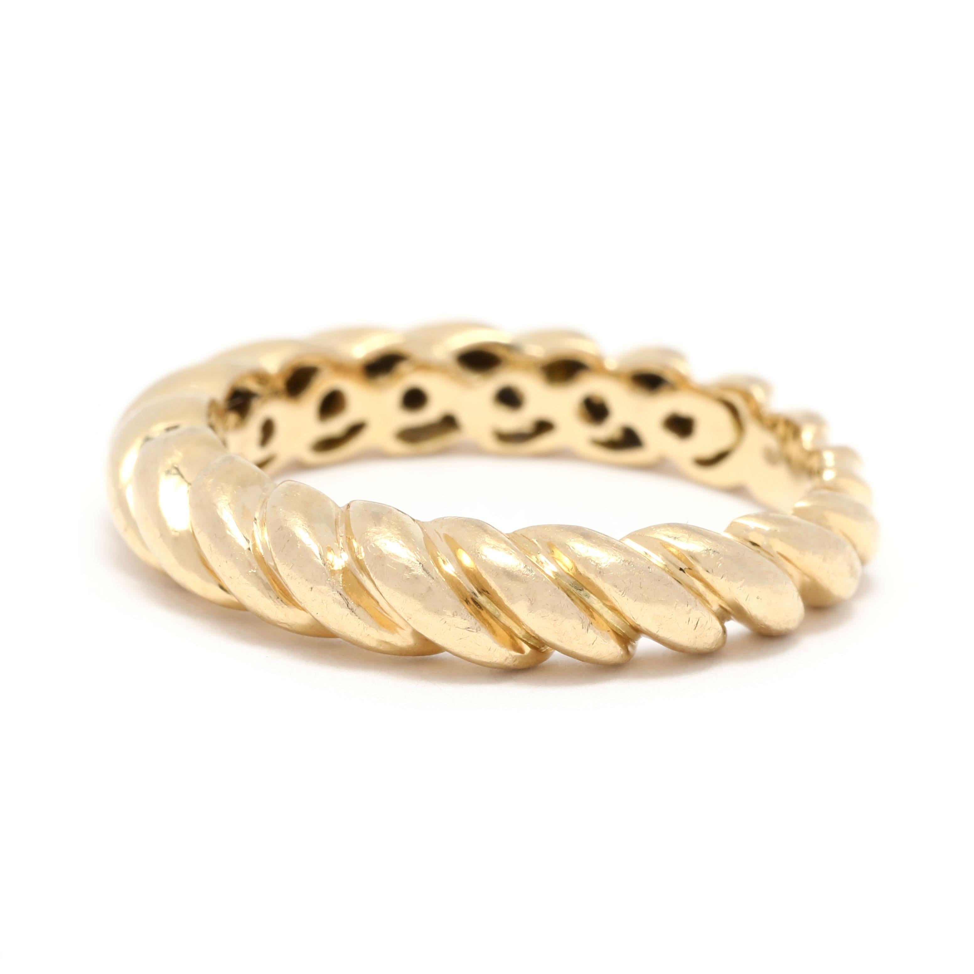 Women's or Men's Wide Cable Twist Wedding Band, 18K Yellow Gold, Ring, Simple Rope Stack