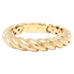 Retro Wide Cable Twist Wedding Band, 18K Yellow Gold, Ring, Simple Rope Stack