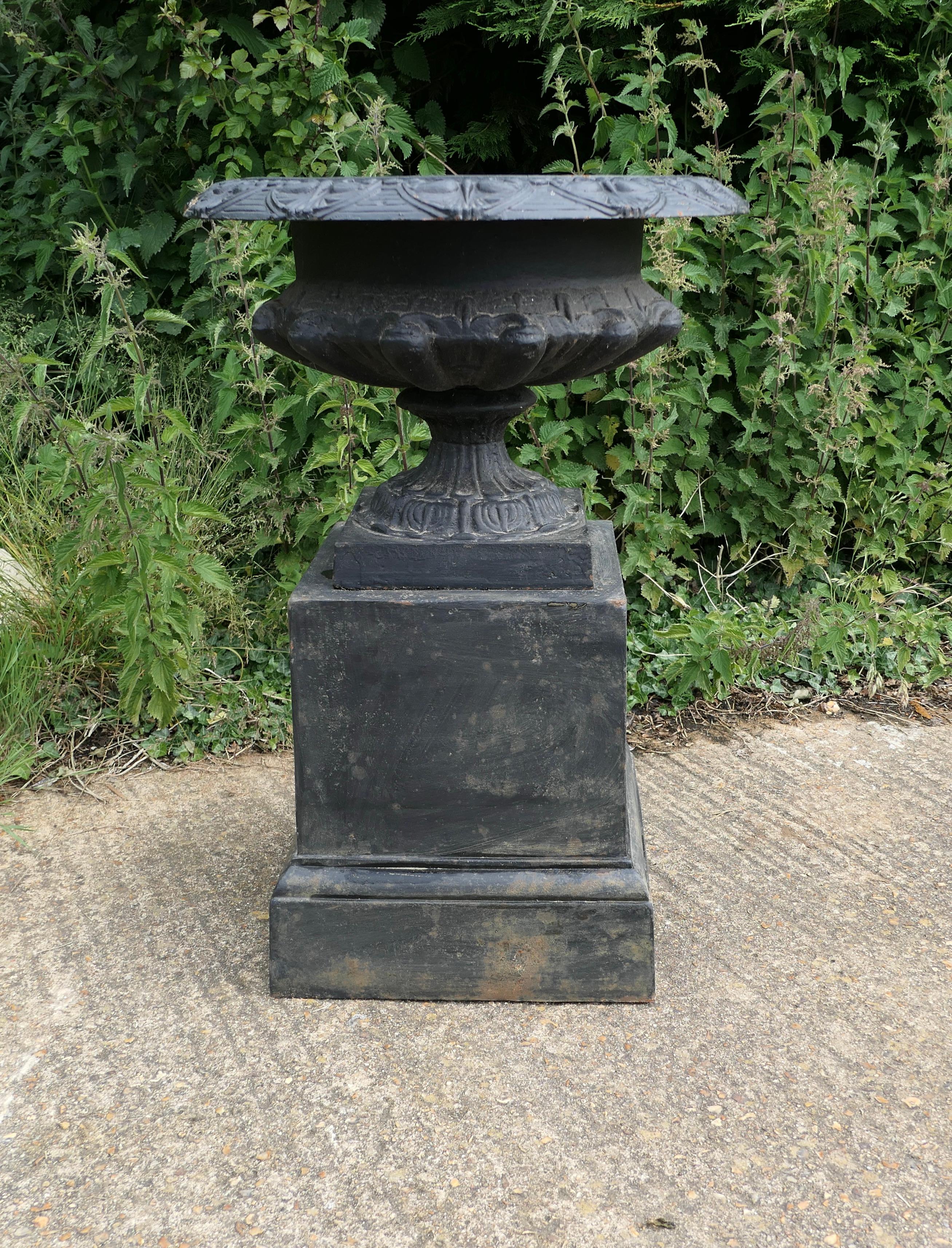 Adam Style Wide  Cast Iron Urn, Garden Planter