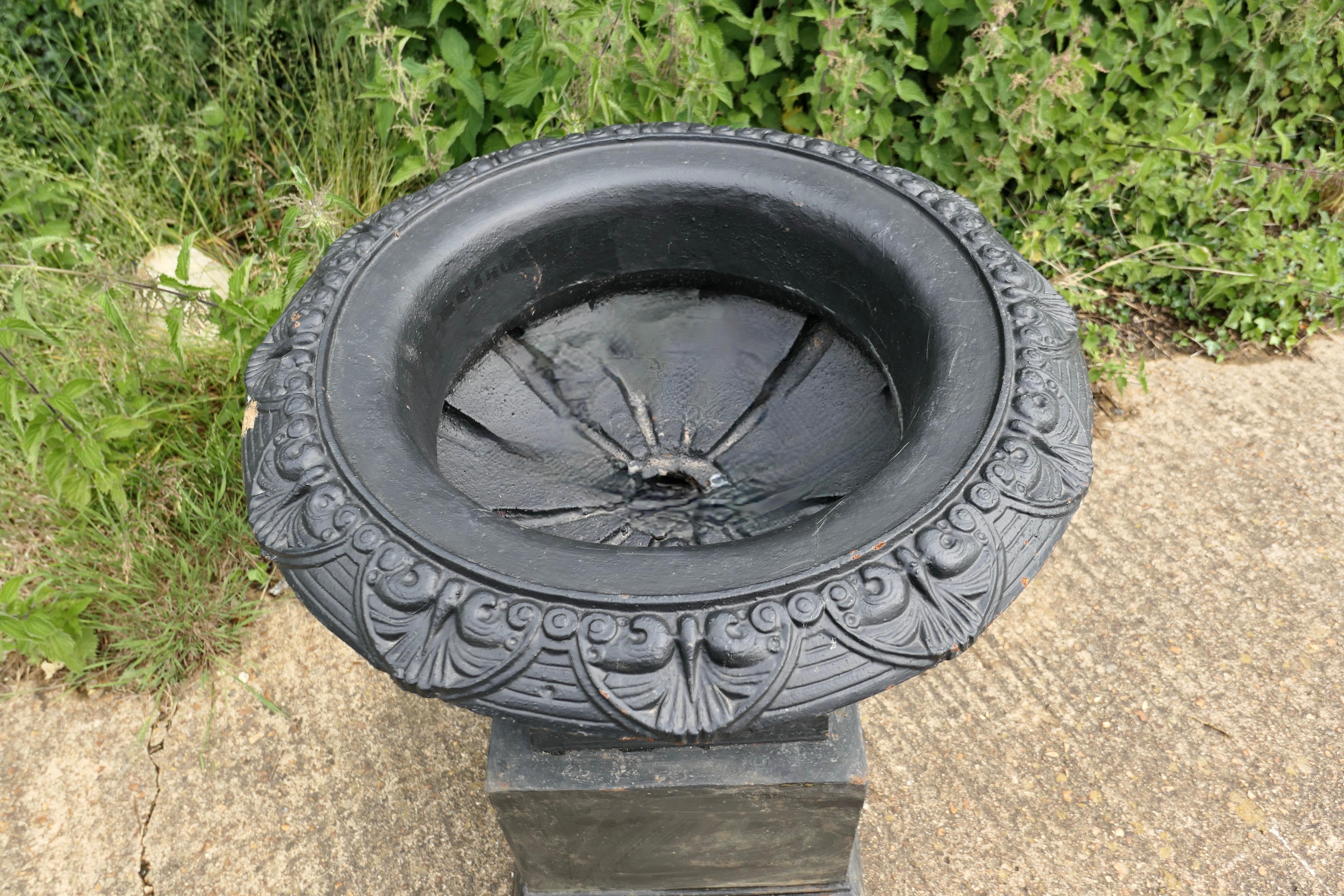 Wide  Cast Iron Urn, Garden Planter 1