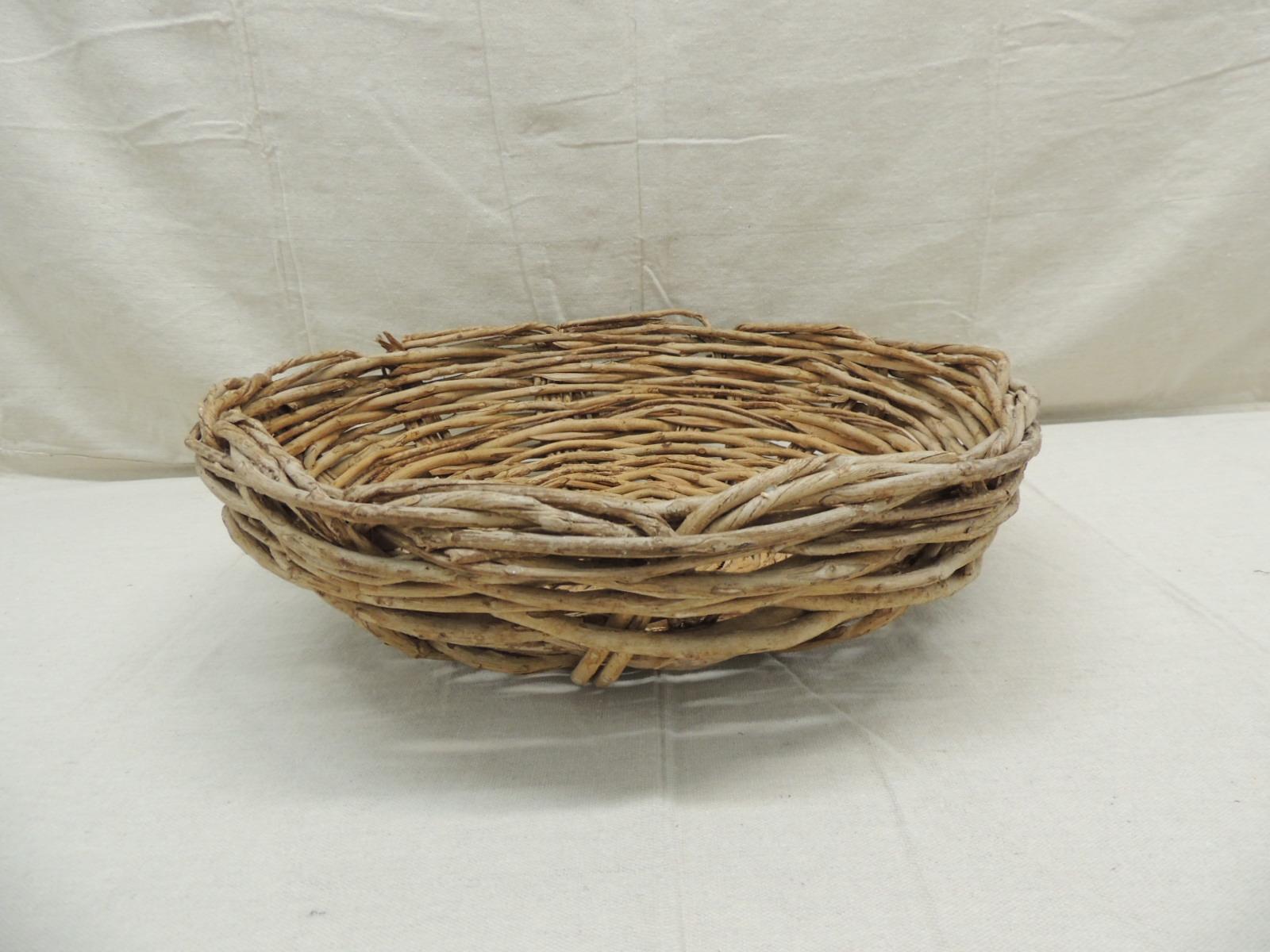 Asian Wide Circular Artisanal Style Trellis Basket