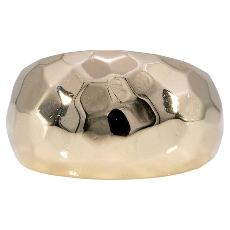 Breiter, bequemer Estate-Ring: Massives 14-karätiges Gold – gehämmerter, polierter Ring