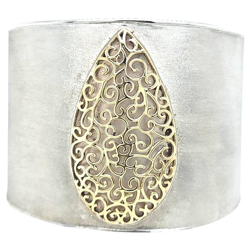Wide Cuff Featuring 14 Karat Yellow Gold Accents