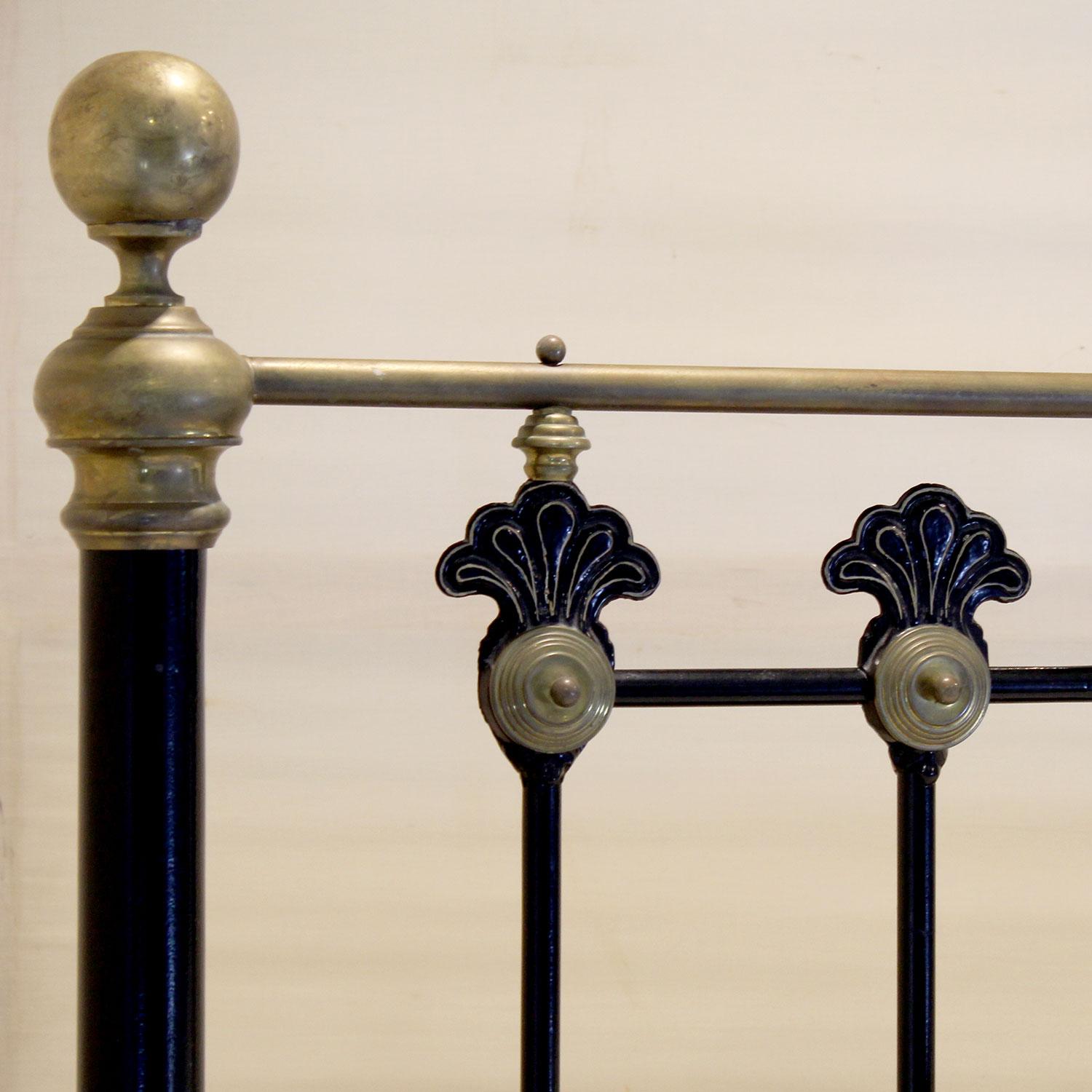 Wide Decorative Brass and Iron Victorian Bed in Black, MSK75 4