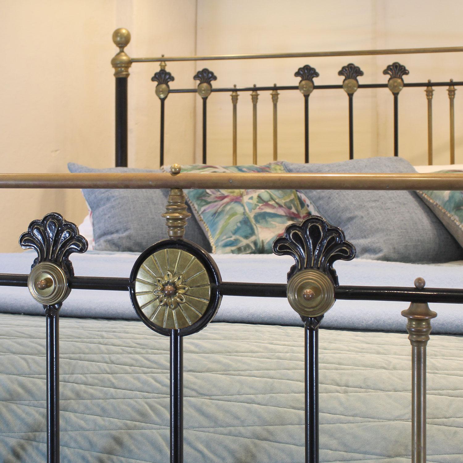 Wide Decorative Brass and Iron Victorian Bed in Black, MSK75 1
