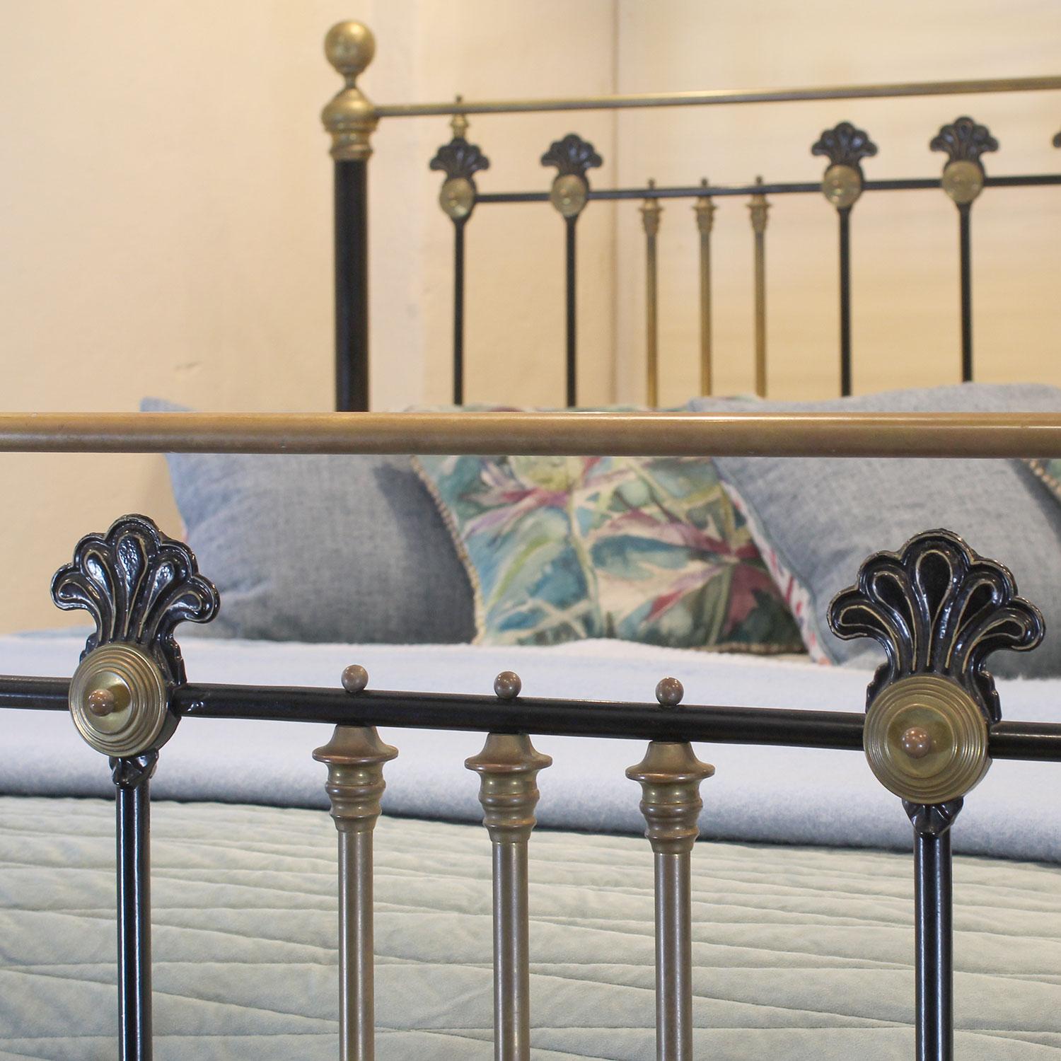 Wide Decorative Brass and Iron Victorian Bed in Black, MSK75 2