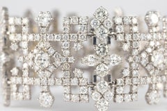 Wide Diamond and Platinum Art Deco Style Link Bracelet