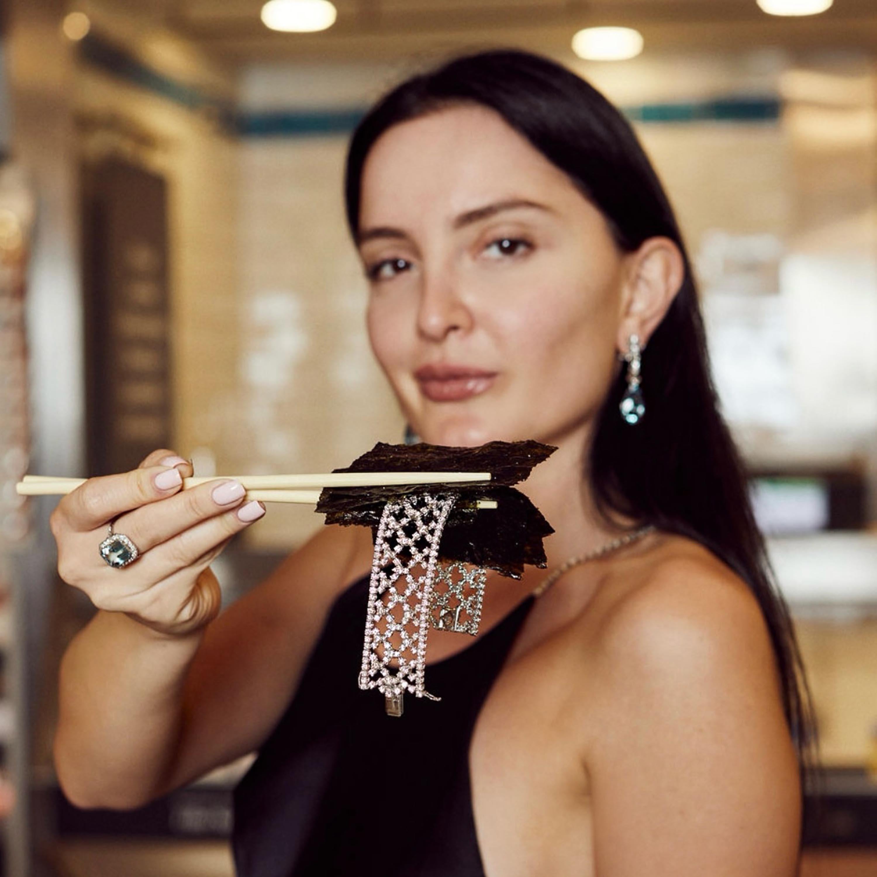 Women's Wide Diamond And White Gold Trellis Bracelet, Circa 2000, 22.17 Carats For Sale