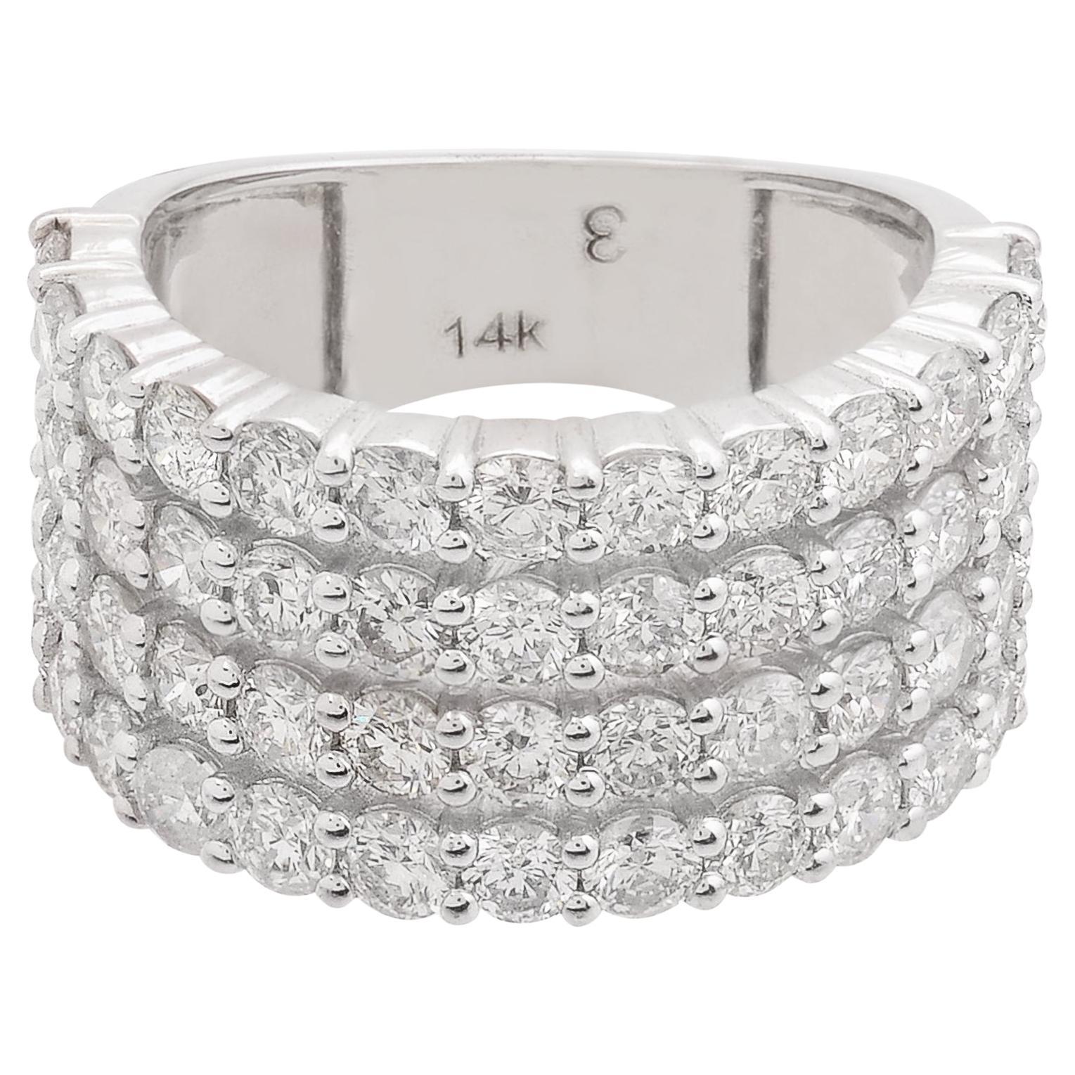 En venta: Anillo Aniversario Diamante Ancho 3,53 Quilates SI/H Oro Blanco 14 Quilates