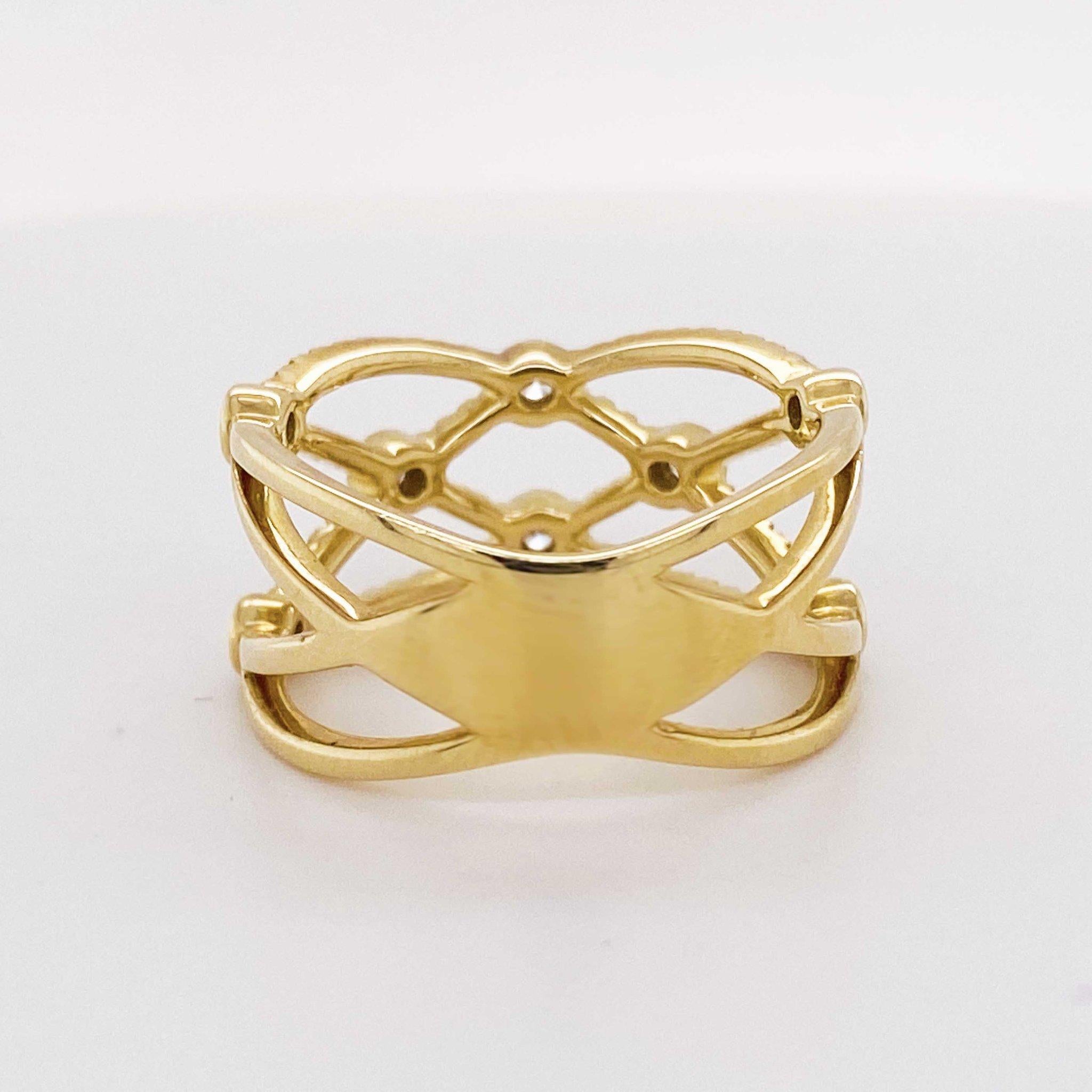Breites Diamantband mit Diamanten verziert, 1/ 2 Karat Diamantring, 14 Karat Gold im Zustand „Neu“ im Angebot in Austin, TX