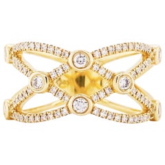 Breites Diamantband mit Diamanten verziert, 1/ 2 Karat Diamantring, 14 Karat Gold
