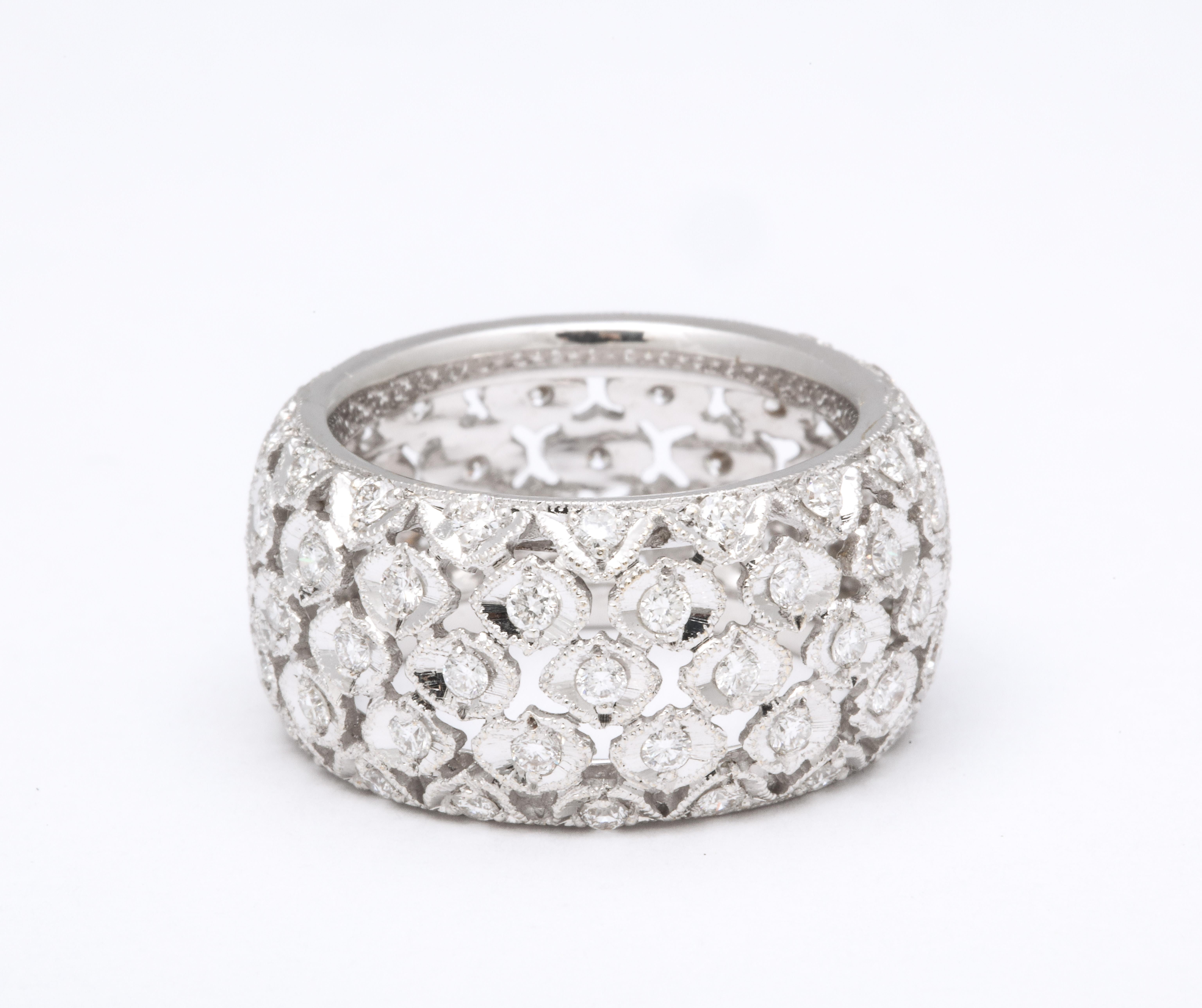 Wide Diamond Band In New Condition For Sale In New York, NY