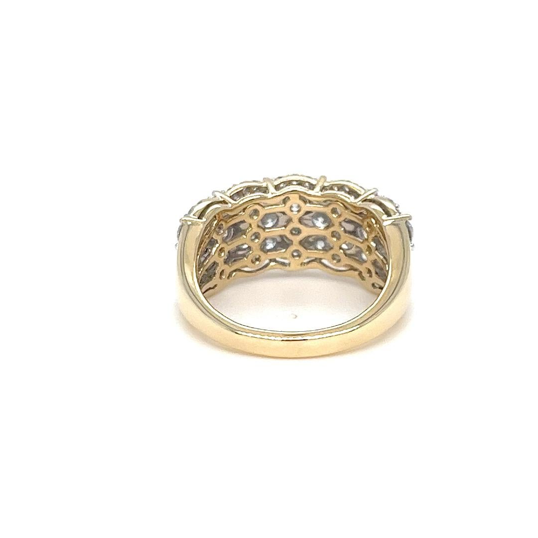 Round Cut Wide Diamond Band in Two Tone Gold For Sale
