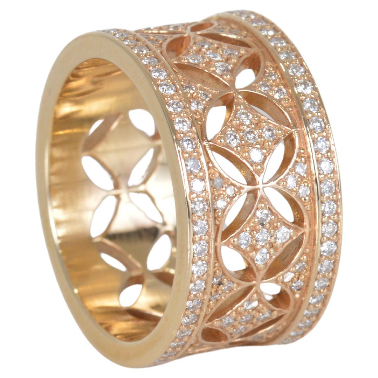 Wide Diamond Band in Yellow Gold