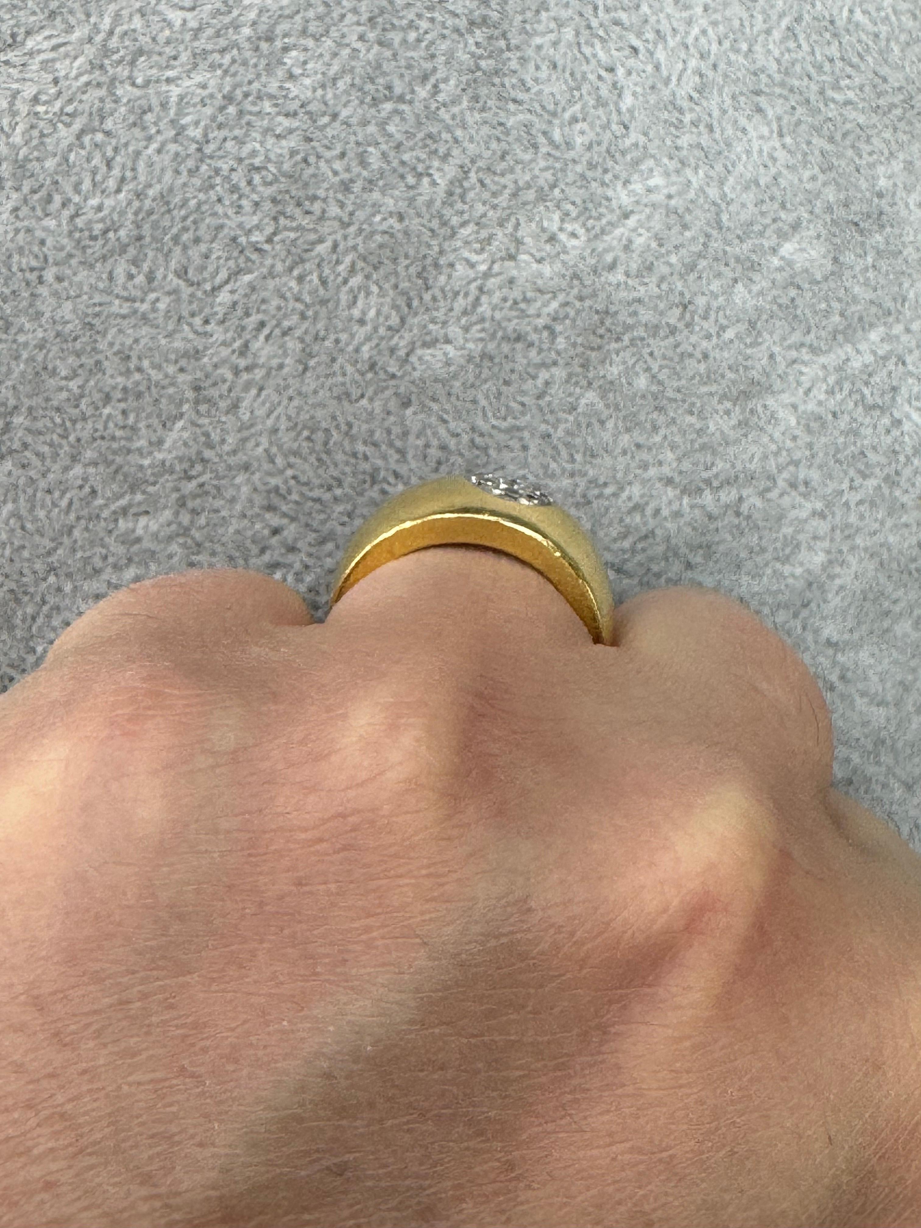 Contemporary Wide Diamond Band Ring 0.40 Carats 18 Karat Yellow Gold 15 MM 13.7 Grams For Sale